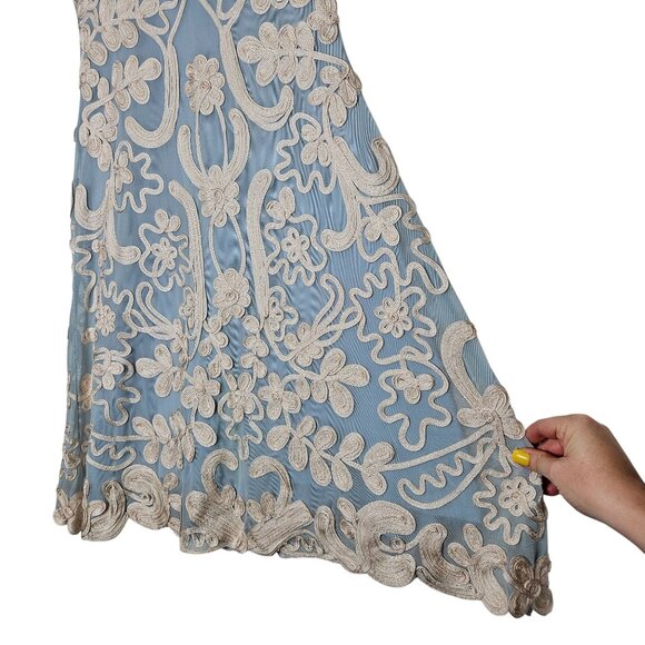 Sundance Cameo Applique Lace‎ Overlay Sleeveless Dress PM Petite M Full Skirt - Picture 3 of 10